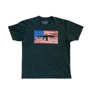 Black Rifle Coffee Company‎ T-Shirt American Flag Gun Graphic Tee Military Large